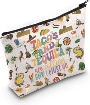 WCGXKO Mexico Girls Trip Gift Final Fiesta Bachelorette Party Gift Makeup Bag Tacos And Tequila Clutch Bag (Tacos Tequila)