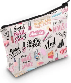 WCGXKO Nail Technician Gift - Quotes Inspired Canvas Makeup Bag for Nail Artist