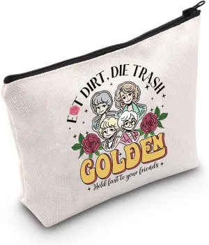 WCGXKO TV Show Inspired Makeup Bag Golden Sister Gift Friendship Gift for TV Show Lover (Golden Bag)