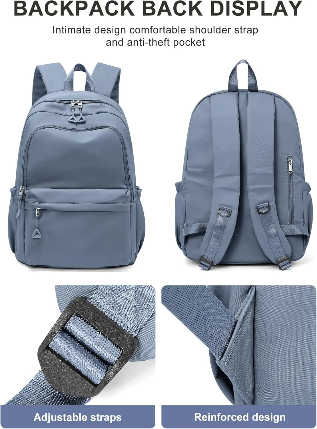 winspansy Backpack for School Teenage Girls Boys,Waterproof Lightweight School Bags Travel Daypack Simple Cute College Backpack Rucksack for Women Men fit 14 Inch Laptop,Jewelry Blue