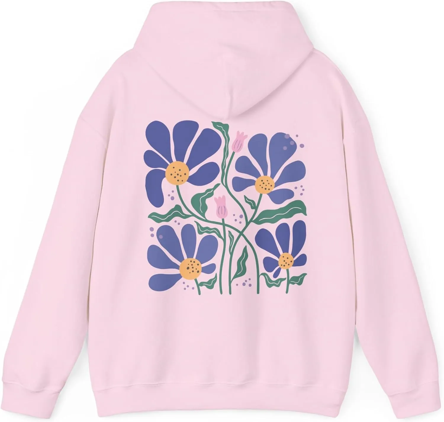 Women Floral Print Preppy Hoodies Y2k Long Sleeve Oversized Sweatshirt Aesthetic Flower Graphic Hooded Pullover Top
