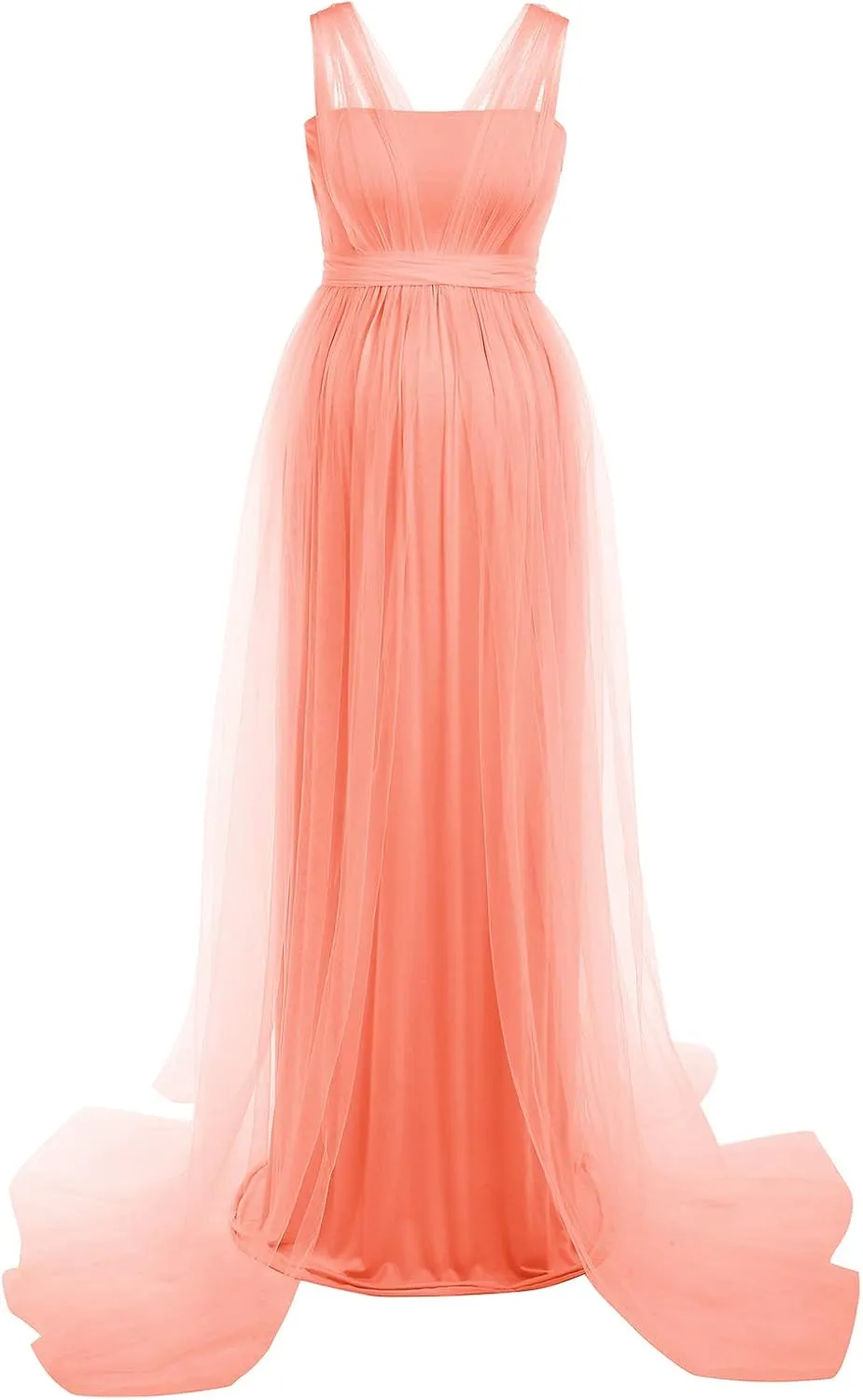 Women Off Shoulder Long Sleeve Maternity Dress Tulle Elegant Slim Fit Gown Baby Shower Photography Maxi Dress for Photo Shoot