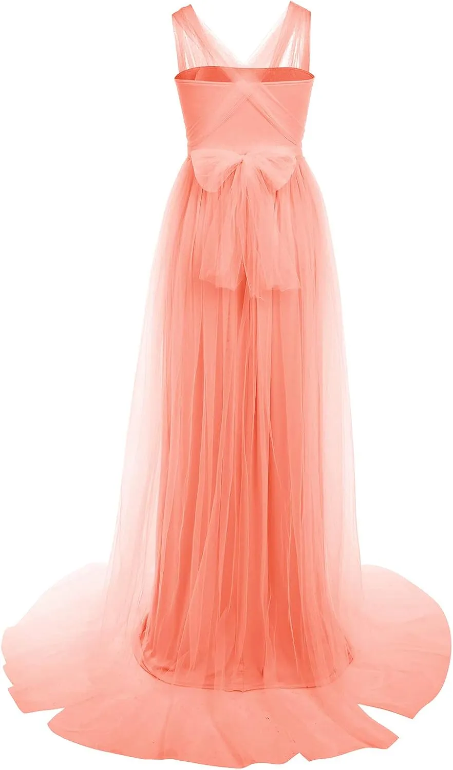 Women Off Shoulder Long Sleeve Maternity Dress Tulle Elegant Slim Fit Gown Baby Shower Photography Maxi Dress for Photo Shoot