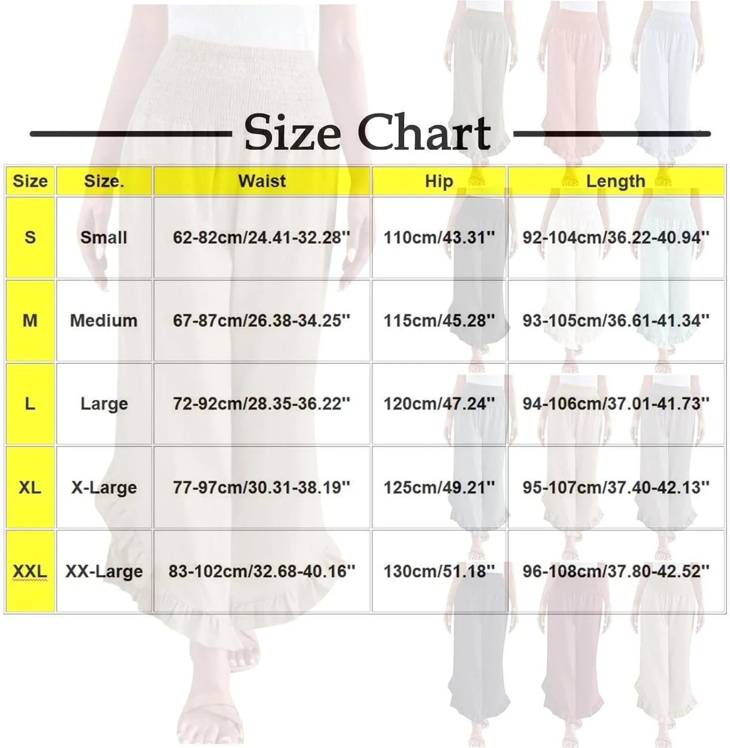 Women Palazzo Pants Summer Boho Flowy Wide Leg Smocked Waist Ruffle Hem Beach Gauze Trousers Pant Vacation Outfits