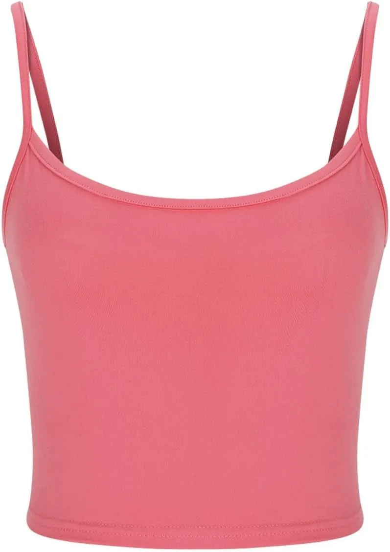 Women Spaghetti Strap Cropped Tank Solid High Elastic Sexy Camisole Sleeveless Summer Comfy Top Stretch Slim Fit Shirt
