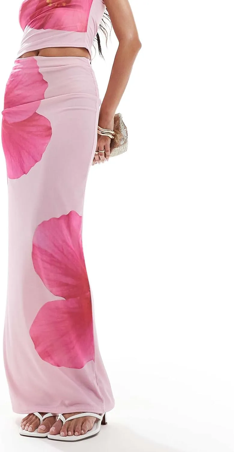 Women Y2k 2 Piece Maxi Skirt Set Floral One Should Tank Top Bodycon Long Skirts Summer Beach Matching Outfits
