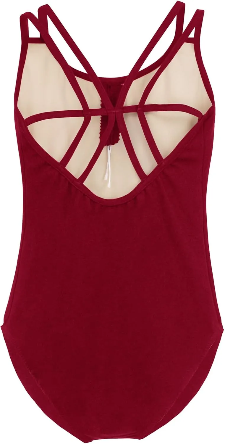 Women's Camisole Leotard, Cotton Spaghetti Straps Ballet Bodysuits