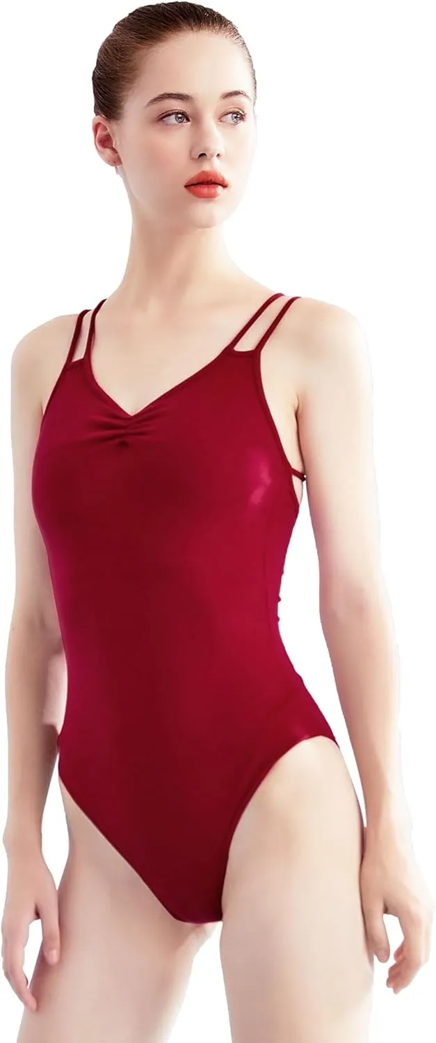 Women's Camisole Leotard, Cotton Spaghetti Straps Ballet Bodysuits