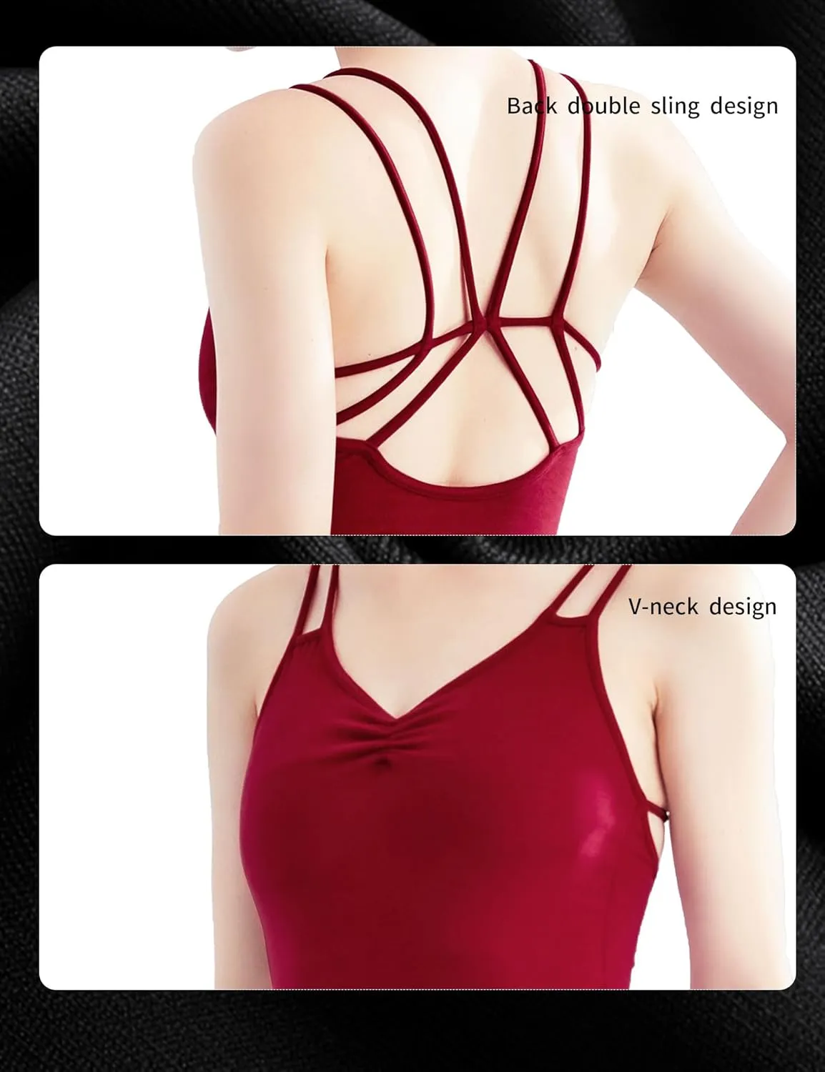 Women's Camisole Leotard, Cotton Spaghetti Straps Ballet Bodysuits