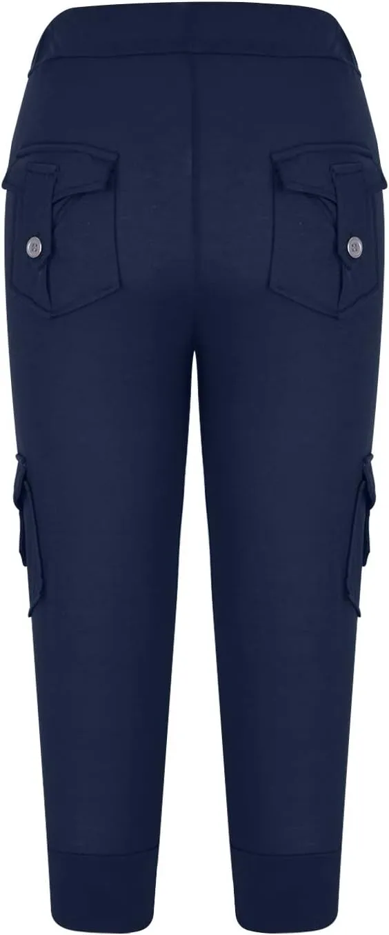 Womens Cargo Capri Pants with Pockets Lightweight Joggers Yoga Hiking Pants Workout Sweatpants Summer Casual Trousers