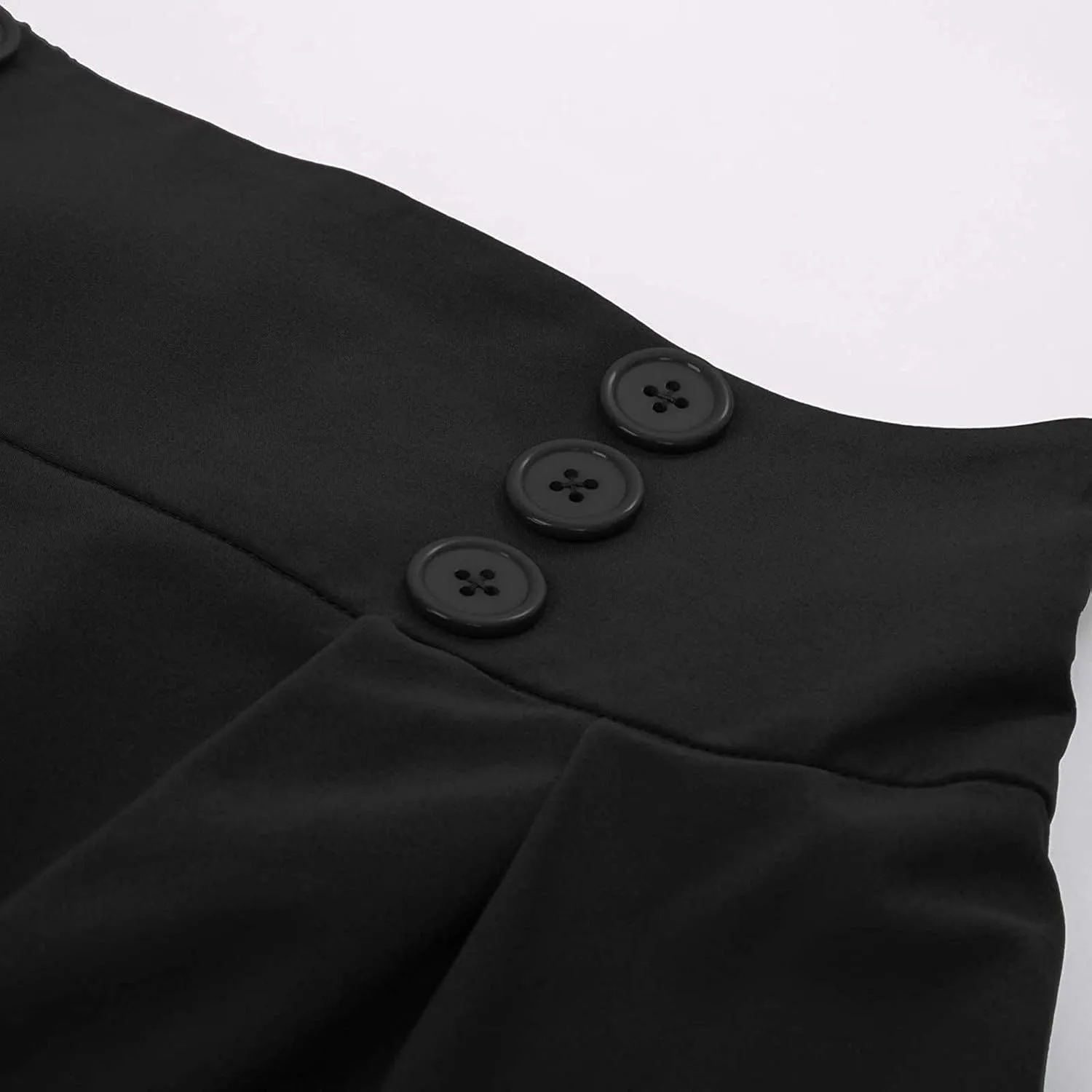Womens High Waist Pleated Skirt Casual Boho Midi A Line Skirt Button Trim Vintage Skirts Gothic Dress