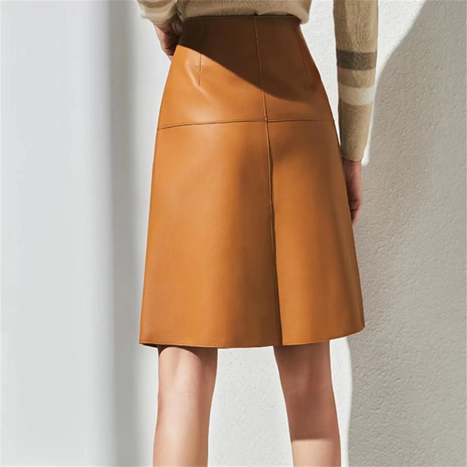 Womens Overlapping Buckle Leather Skirt Croc Emboss Midi A-Line Rave Party Chunky Metal