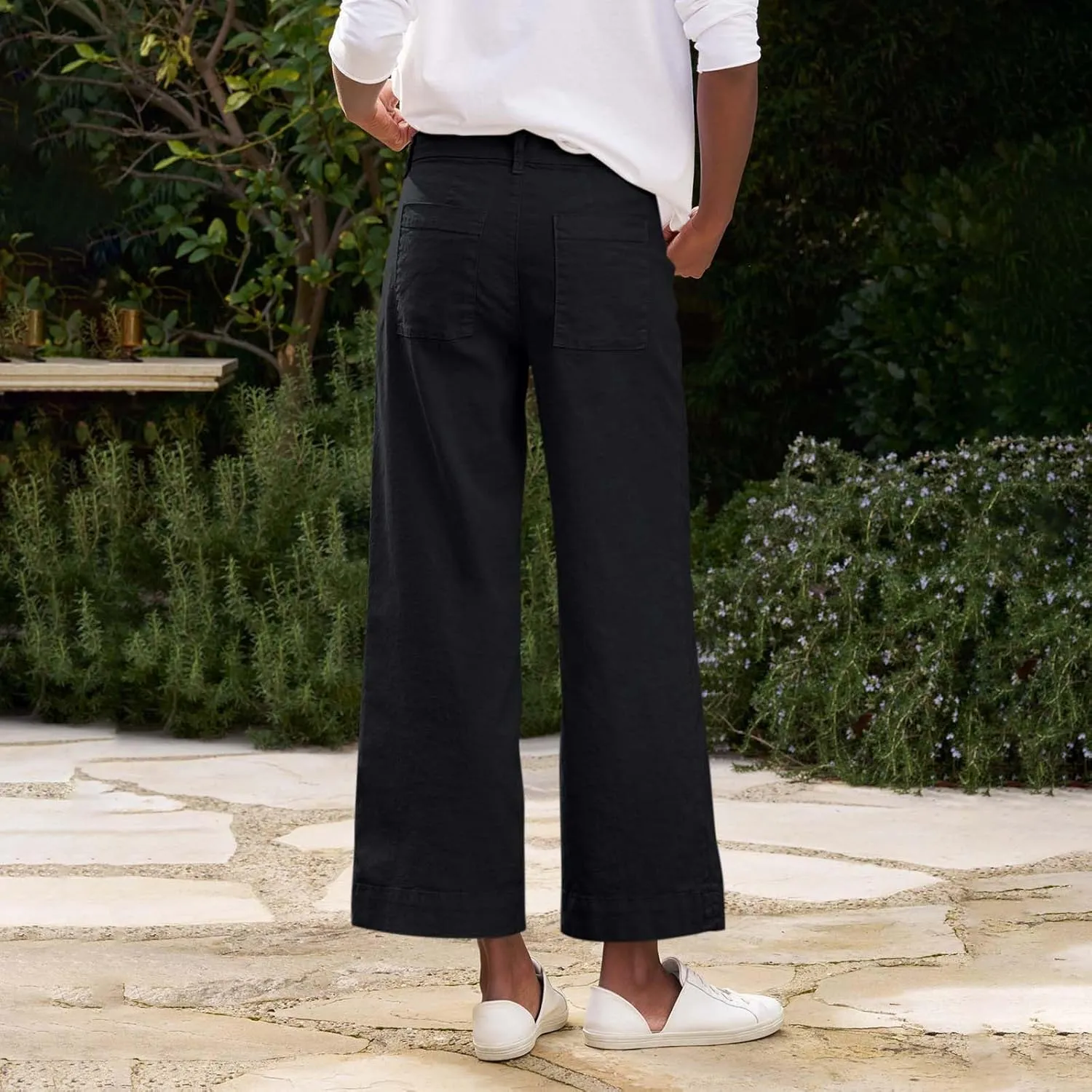 Womens Pants, Plus Size Linen Straight Leg Peasant Pants Casual Lounge 2025