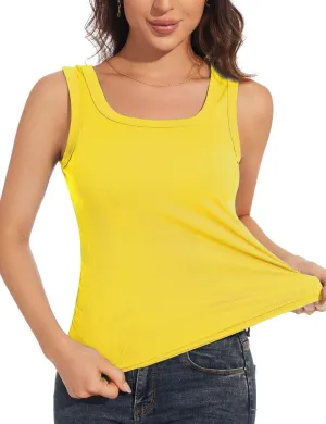 Womens Ribbed Tank Tops Plain Summer Scoop Neck Basic Slim Fitted Sleeveless Camis(S-2XL)