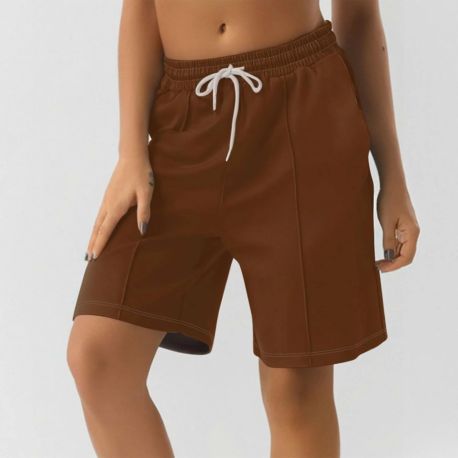 Womens Running Shorts Casual Elastic High Waisted Drawstring Athletic Shorts Loose Breathable Soft Workout Short Pants