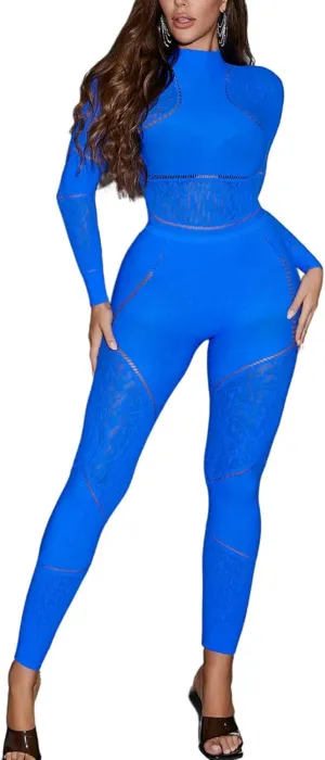 Women's Sexy Seamless Jumpsuit 2 piece outfit, Mock Neck Long Sleeve Bodysuit with Snap Crotch and Leggings Set