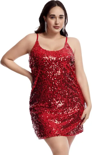 Women's Sparkly Sequin Dress Spaghetti Strap Glitter Party Cocktail Clubwear Sexy Mini Dresses