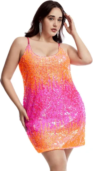 Women's Sparkly Sequin Dress Spaghetti Strap Glitter Party Cocktail Clubwear Sexy Mini Dresses