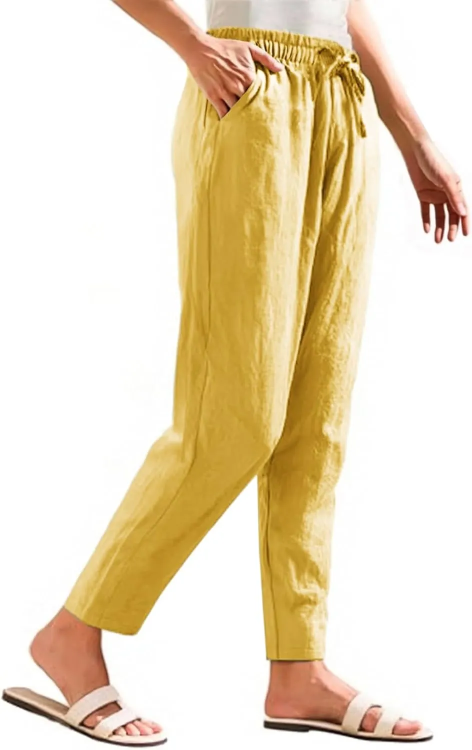 Womens Sweatpants, Peasant Pants Linen Straight Leg Casual Drawstring Cotton Plus Size