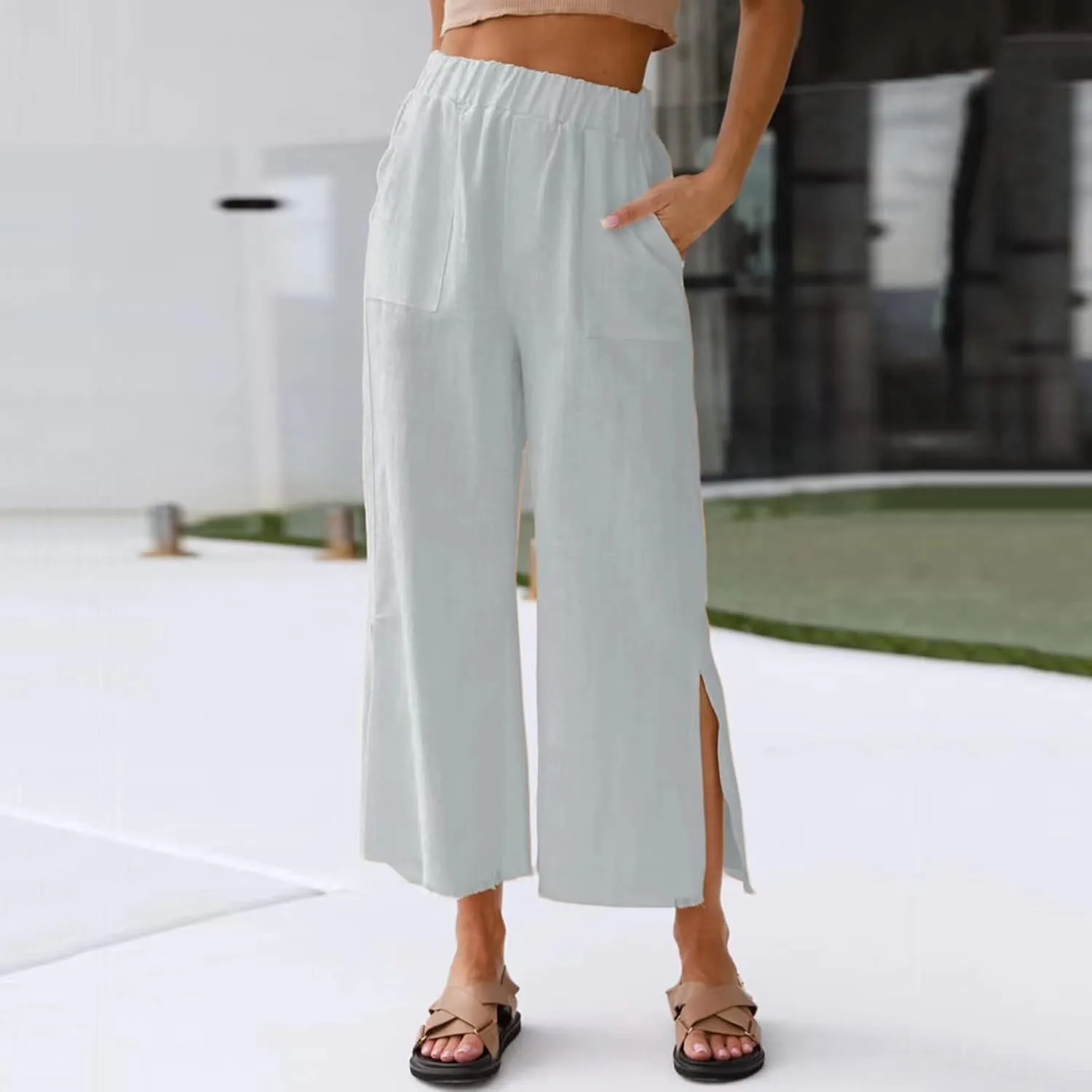 Womens Trousers Wide Leg High Waist Trouser Fit Loose Yoga Long Pants Business Casual Pants for Women Skinny