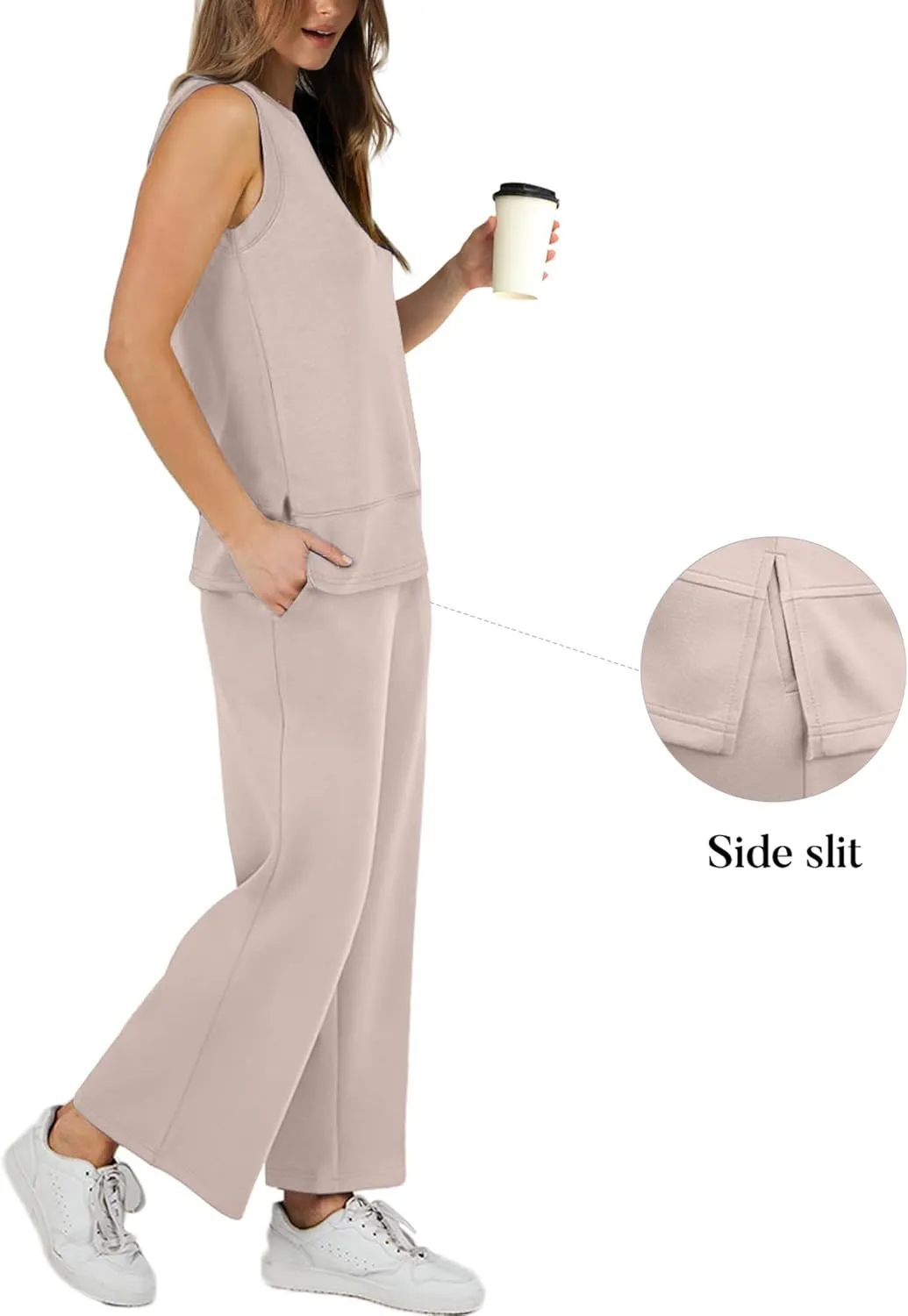 XIEERDUO Women's 2 Piece Outfits Summer Travel Tracksuit Loose Wide Leg Loungewear Comfy Lounge Sets S-3XL
