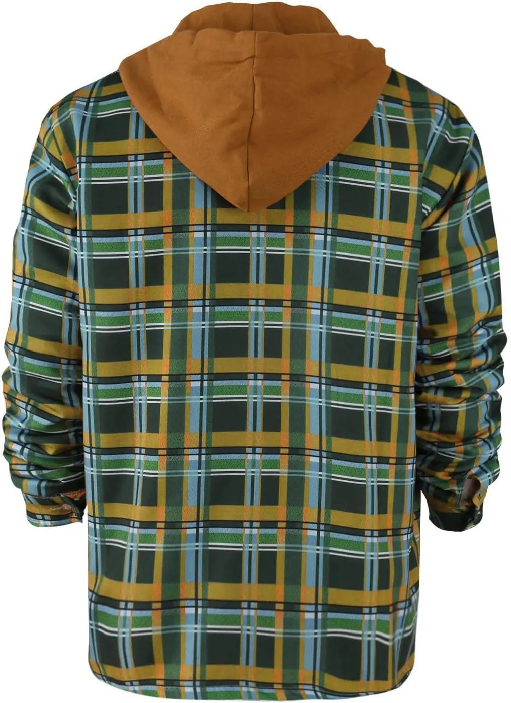 Ymosrh Hoodies for Men Quilted Lined Button Down Plaid Shirt Add Velvet to Keep Warm Jacket with Hood Mens Jackets