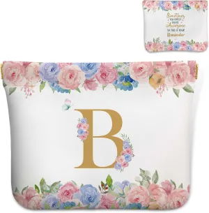 You Are Awesome Initial PU Leather Makeup Bag for Women, Small Cosmetic Bag for Purse, Travel Makeup Pouch & Coin Purse Lipstick Organizer, Gifts for Grandma, Mom, Mothers Day (Letter B)