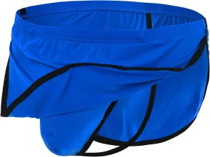 ZONBAILON Men's Boxers, G-String Backed Pouch Thongs with Skirting, Sexy Sleep Shorts Silky Pajama Underwear, Split Side